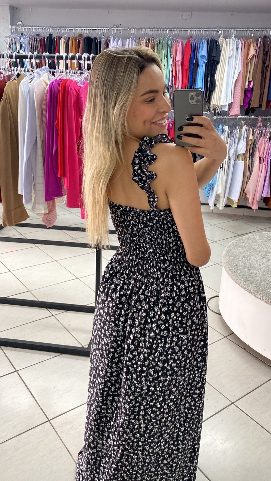 Vestido Lastex Florido